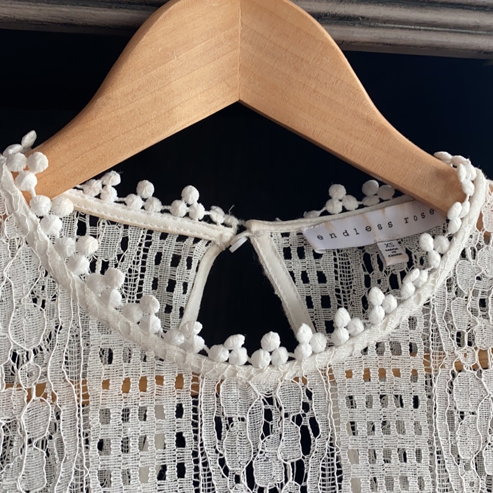 Endless Rose Ivory Eyelet Bell Sleeve Mini Dress - Picture 4 of 12